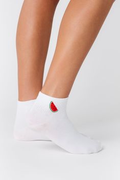 These watermelon embroidered socks are perfect for summer! Cuff measurement - 1.5" Embroidery measurement - 1" Trendy Red Socks For Summer, Comfortable Red Socks For Summer, Green Summer Socks, Green Cotton Summer Socks, Trendy White Summer Socks, Cute Stretch Summer Socks, Stretch Green Summer Socks, Stretch Green Socks For Summer, Trendy Summer Cotton Socks