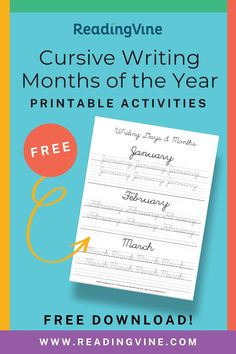 the cursive writing months of the year printable activities