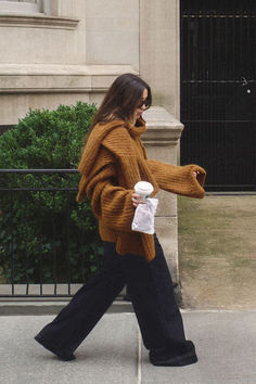 Wool Blend Knitted Sweater Cozy Brown Cropped Soft Knit Sweater, Cozy Brown Soft Knit Cropped Sweater, Brown Soft Knit Cropped Sweater For Winter, Oversized Brown Turtleneck Outerwear, Cozy Brown Chunky Knit Cropped Sweater, Chic Brown Winter Sweater, Oversized Brown Turtleneck Sweater, Chic Brown Cropped Long Sleeve Sweater, Chic Brown Chunky Knit Sweater