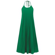 The Eleanor Pleated Halter Maxi Dress in green is the perfect summer statement piece. With its flattering pleated design and halter neckline, this dress effortlessly combines style and comfort. Perfect for any occasion, this dress will make you stand out from the crowd. (Fashion-forward and fuss-free, the Eleanor Pleated Halter Maxi Dress will keep you looking and feeling cool this summer!) Size Guide: Model is 5’8” tall, and has a 33.7” bust, 24.4” waist, & 35.6” hips. She is wearing a S / US 4 / AU 8. This dress is true to size. Material: 100% Polyester. Feature: Halter neck. Sleeveless. Pleated. Plisse Skirt. Maxi length. Care Instructions: Machine wash / Cold hand wash Green Maxi Halter Dress For Date Night, Beach Pleated Halter Neck Dress, Beach Pleated Halter Dress, Beach Halter Neck Dress Pleated, Green Sleeveless Pleated Maxi Dress, Sleeveless Green Pleated Maxi Dress, Green Pleated Sleeveless Maxi Dress, Chic Pleated Beach Dress, Green Maxi Length Sleeveless Dress For Day Out