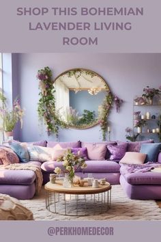 Lavender Living Room, Purple Furniture, Casa Country, Pastel House, Bohemian Living Room, Apartment Decor Inspiration, Living Room Inspo