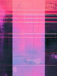 an abstract painting with different colors and lines in the background, including pinks and purples