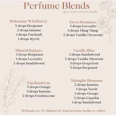 Diy Essential Oil Perfume Roller, Essential Oil Perfume Blends Recipes, Homemade Perfume With Essential Oils, Essential Oil Perfume Blends For Women, Essential Oils Perfume Recipes, Floral Essential Oil Blends, Perfume Making Recipes, Diy Perfume Essential Oils