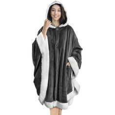 Angel Wrap Wearable Blanket Poncho with Hood, Pocket, Sherpa Trim for Women Pavilia Luxurious Angel Wrap wearable throw blanket for women with hood and pockets is constructed with 240 GSM of microfiber polyester that is extremely comfortable with a luxurious feel at the same time. Ideal poncho blanket to keep you cozy and warm while lounging and watching tv, the blanket also comes with hood and pocket so you have full arm mobility while relaxing on your sofa/bed! ONE SIZE FITS ALL| Warm and cozy Leopard Print Hoodie, Hood Hat, Blanket Poncho, Poncho Wrap, Oversized Blanket, Plaid Sleeve, Great Gifts For Women, Hoodie Blanket, Casual Outerwear