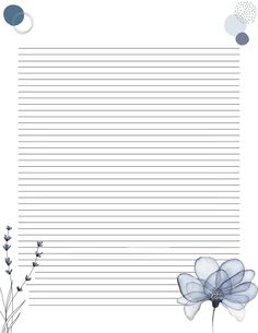 a sheet of paper with flowers and lines on the bottom, next to it is an empty