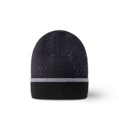 LOUIS VUITTON® - My Monogram Eclipse Hat - Grey Designer Winter Hats With Curved Brim, Modern Black Winter Hat, Designer Black Winter Hat, Designer Beanie For Winter, Luxury Winter Hats With Short Brim, Designer Black Brimmed Hat, Luxury Flat Brim Winter Hat, Masculine Design, Louis Vuitton Official