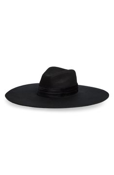 Designed by Harlem's Fashion Row, this ensemble-perfecting wool Panama hat boasts an ultrawide brim that highlights Megan Smith's passion for fresh proportions. 100% wool Dry clean Imported Black Owned/Founded Chic Wool Fedora, Chic Wool Brimmed Fedora, Chic Wide Brim Wool Fedora, Elegant Fur Felt Panama Hat For Fall, Wide Brim Wool Hat For Spring, Chic Wool Felt Hat With Flat Brim, Wool Wide Brim Hat For Spring, Chic Wool Fedora With Flat Brim, Chic Fitted Wool Hat