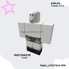 a white box with a smiley face on it's chest and the words roblox summer fits 2