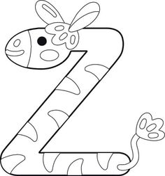 the letter z is for zebra coloring page with an animal on it's back