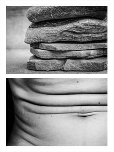 three different images of the same person's stomach