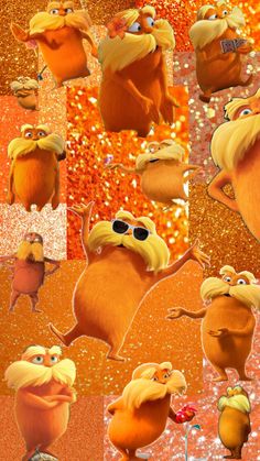 the ice age movie characters are all in oranges and golds, with their arms outstretched