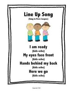 a poster with the words line up song and two children's faces on it