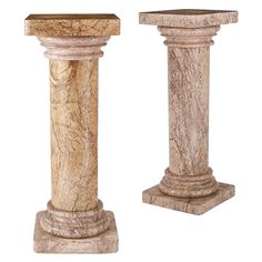 two marble pedestals are shown against a white background