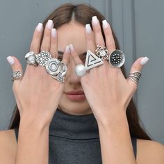 ❀ I made this Long silver Tuareg style ring for you, to make you look elegant.     An antique silver wide band ring that can fit perfectly to all styles.     You will look elegant when you wear this silver open statement engraved rectangle ring.    ethnic chunky ring stands out with flashy designs. If you have a modern and rebellious style,      this  unisex womens ring is for you. ❀  It is a Boho jewelry with sterling silver plated matte finish.       ❀ All the Dainty rings are adjustable in th Vintage Silver Metal Midi Rings, Vintage Silver Midi Rings, Bohemian Wide Band Silver Ring, Bohemian Silver Midi Rings, Vintage Silver Open Midi Rings, Bohemian Style Silver Wide Band Open Ring, Multi Band Ring, Edgy Jewelry, Colorful Aesthetic