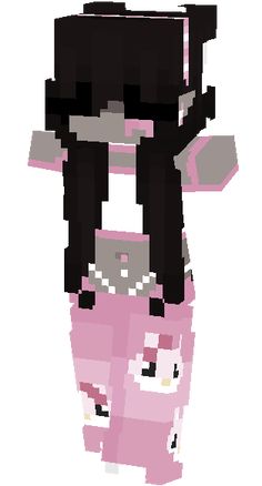 the pixel art is very cute and it looks like an animal with black hair, pink pants