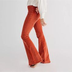 Free People Wide Flare Corduroy Jeans. Pull On. Size 24. Never Worn. With Tag. Red Berry Color But Looks More Rust Casual Velvet Bottoms For Fall, Trendy Red Corduroy Bottoms, Casual Velvet Bottoms For Spring, Fitted Casual Velvet Bottoms, Fitted Velvet Casual Bottoms, Red Corduroy Bottoms For Fall, Red Fitted Corduroy Bottoms, Fitted Red Corduroy Bottoms, Corduroy Flare Pants