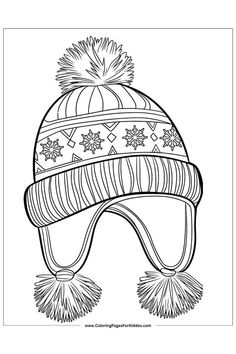 A knitted winter hat with snowflakes as part of the Christmas design. Winter Hat Coloring Page, Best Printables, Easy Nature Drawings, Free Printable Christmas Coloring Pages, Free Christmas Coloring Pages, Christmas Coloring Sheets, Printable Christmas Coloring Pages, Printables For Kids, Christmas Math