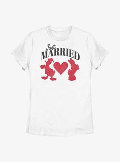 100% CottonWash cold; dry lowImportedListed in women's sizes Disney Mr And Mrs Shirts, Disney Just Married Shirts, Summer Cotton Mickey Mouse T-shirt, Summer Mickey Mouse Cotton T-shirt, Mickey Mouse Crew Neck Cotton T-shirt, Honeymoon Shirts, Her Universe, Womens T Shirt, Disney Mickey Mouse