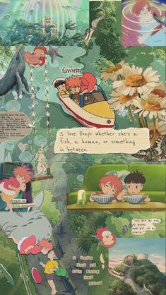 an image of some cartoon characters in the background with words above them and pictures below