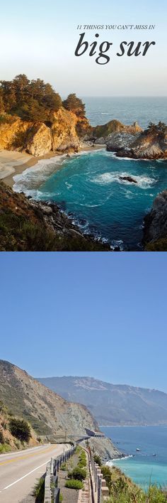 two pictures with the words big sur on them