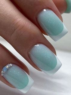 Short Summer Nails, Aqua Nails, Manicure Nail Designs, French Tip Nail Designs, Fancy Nails Designs, Her Nails, Pretty Nail Art Designs, Fancy Nails, Summer Nail