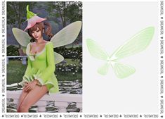 an image of a fairy sitting on a bench with a butterfly in her hair and wings