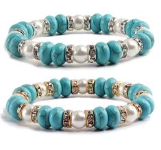 -Handmade items -Beaded Bracelet - Color : Turquoise -Ready to Ship 2 Piece Long Dress, Stackable Beaded Bracelets, Turquoise Bead Bracelet, Bracelet Friendship, Color Turquoise, Charm Bangle, Cord Bracelets, Turquoise Beads, Friendship Bracelet