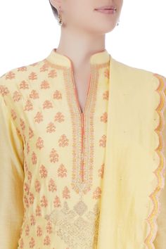 Yellow kurta with floral embroidered motifs and badla work. Paired with palazzo and scallop dupatta.
Component: 3
Embroidered
Neckline: Mandarin
Sleeve Length: Full
Fabric: Chanderi
Color: Yellow
Badla work - Aza Fashions Designer Mulmul Palazzo Set With Resham Embroidery, Designer Wear Mulmul Sets With Resham Embroidery, Designer Mulmul Sets With Resham Embroidery, Designer Palazzo Set With Embroidered Border, Designer Embroidered Palazzo Set With Straight Kurta, Festive Straight Kurta Sets With Embroidered Border, Diwali Embroidered Palazzo Set With Straight Kurta, Elegant Cotton Palazzo Set With Zari Work, Wedding Palazzo Set With Straight Kurta And Embroidered Border