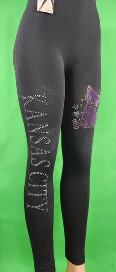 Rhinestone Kansas city letter with gorgeous Jewel Cat embellished high waist leggings  Using Korean stone/stud Legging Outfits, Gift For Daughter, Stone Studs, Gift For Birthday, Daughter Gifts, Outfits With Leggings, High Waisted Leggings, Mom Gift, Gift For Mom