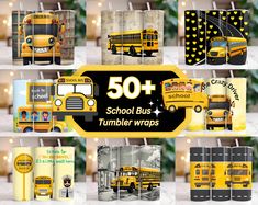 the school bus tumbler wraps are designed to look like they have been painted yellow