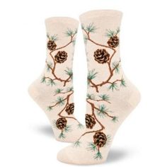 Pinecone Women's Crew Socks Cream Socks Design, Bellingham Washington, Sock Lovers, Funky Socks, Women Crew Socks, Personal Aesthetic, Women Socks, Crazy Socks, Calf Socks