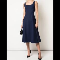 Very Elegant Sophisticated Dress Amazing Fit , Brand New With Tags Pictures With Description Chic Blue Midi Dress With Straight Neckline, Elegant Blue Midi Dress With Straight Neckline, Blue Midi Dress For Evening With Flattering Silhouette, Blue Midi Dress With Straight Neckline For Work, Chic Blue Dress With Flattering Silhouette, Elegant Blue Midi Dress With Flattering Silhouette, Elegant Blue Midi Dress For Cocktail, Adam Lippes, Elegant Sophisticated