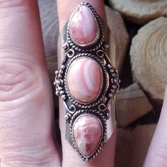 Brand New Handmade Rhodochrosite Silver Statement Ring. Size 7.75 925 Stamped New To Poshmark? Use Referral Code Kimberlyn222 To Receive $10. Cushion Cut Halo Ring, Rhodochrosite Jewelry, Silver Crown Ring, Open Heart Ring, Black Stone Ring, Blue Diamond Ring, Modernist Ring, Jasper Ring, Yellow Diamond Rings