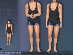 an animated image of a man in shorts and tank top with his arms folded out