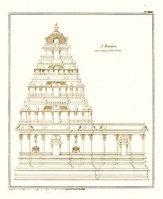 an architectural drawing of a temple in india