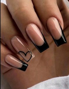 Black Nail Ideas, Black Nail Design, Nail Art French, Black French Tips, Cute Simple Nails, Nails Classy, French Tip Acrylic Nails, Black Nail Designs, Black French