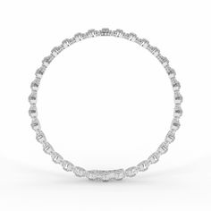 Introducing our exquisite Diamond Tennis Bracelet, a radiant embodiment of timeless elegance and sophistication. This bracelet is a harmonious fusion of classic design and brilliant craftsmanship, meticulously created to adorn your wrist with captivating beauty. At the heart of this stunning piece are scintillating diamonds, each expertly selected for its exceptional quality and dazzling brilliance. These diamonds are meticulously set in a continuous, unbroken line, showcasing their fire and spa White Gold Brilliant Cut Bangle For Anniversary, Elegant Oval Bangle With Single Cut Diamonds, White Gold Diamond Cut Bangle Bracelet, Sterling Silver Diamond-cut Bangle, Oval White Gold Bracelets With Single Cut Diamonds, Anniversary Bangle With Brilliant Cut, Elegant Jewelry With Halo Design And Round Band, White Gold Brilliant Cut Bangle Jewelry, White Gold Round Band Bracelet For Anniversary