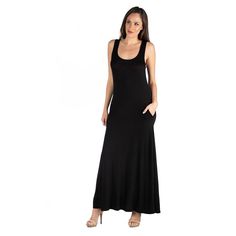 On-trend and easy to wear. You'll love the laid-back style of this soft, stretchy women's maxi dress with pockets from 24seven Comfort Apparel. On-trend and easy to wear. You'll love the laid-back style of this soft, stretchy women's maxi dress with pockets from 24seven Comfort Apparel.Finding the perfect fit and size for women's clothing requires basic measurements of your chest, waist, hips and inseam. Use this guide to learn more about sizing and everything Kohl's has to offer in women's fash Maxi Dress With Pockets, Dress Guide, Maxi Tank Dress, Women Maxi, Sleeveless Maxi Dress, Dress With Pockets, Sleeveless Tank Top, Womens Maxi Dresses, Sleeveless Tank