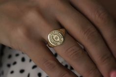 "9k gold and 14k gold class rings delicately engraved with your school logo or any other initials or image you want ♡  the ring has solid back. deep and detailed engraving very delicately handcrafted unisex - looks super cool on both women & men  side or inside engravings are subject to an extra charge of 12 USD for both sides.  please contact us if you want additional side/inside engravins or please go back to our shop and purchase the \"Side or inside engraving fee\" listing with the ring. available in 4 oval face sizes: small - 11x13 mm medium - 13x15 mm large - 15x17 mm xlarge - 17x19 please send your image to be engraved as an attachment to your message ♡ material options: 9k gold  14k gold  14k rose gold  14k white gold  size: we offer sizes from 3 to 13 1/2 for bigger size requests, College Class Ring, Graduation Rings High School, College Class Rings, Graduation Rings College, Rings Graduation, Senior Rings, Mens Gold Signet Rings, Prom Ring, High School Rings