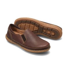 Handcrafted for a natural fit, our Mayflower II slip on gives you the freedom and flexibility of true comfort – ideal for enjoying time outdoors or simply relaxing at home. Comfortable Swift Leather Shoes With Plain Toe, Comfortable Suede Leather Shoes With Leather Sole, Cushioned Moc Toe Leather Shoes, Leather Shoes With Cushioned Footbed And Moc Toe, Leather Moc Toe Shoes With Cushioned Footbed, Comfortable Leather Shoes With Rubber Sole, Comfortable Brown Leather Shoes, Comfortable Slip-on Leather Shoes In Swift Leather, Brown Leather Outdoor Shoes With Leather Footbed