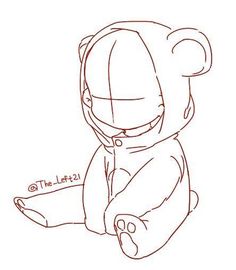 a drawing of a teddy bear sitting down