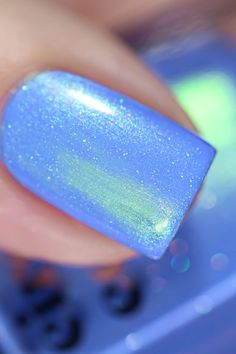 Anchors Away is a light periwinkle blue nail polish with glowing green shimmer and delicate holographic sparkle. Our shimmer polishes are packed with glimmering pigments which give them a unique multidimensional finish, unlike any other. Mlp Redesigns, Blue Nail Polish Colors, Light Periwinkle, Hoco Nails, Image Nails, Cirque Colors, Baby Blue Nails, Pretty Nail Polish, Nail Shimmer