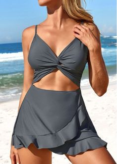 Color:Dark Grey;Size:S;Size:M;Size:L;Size:XL;Size:XXL;Package Contents:1 X One Piece Swimdress;Occasion:Sport; Grey One Piece, Grey Swimsuit, Swimsuit Skirt, Bodycon Outfits, Poolside Fashion, Skirt Swimsuit, Skirted Swimsuit, Trendy Swimsuits, Black Swimwear