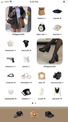 an info sheet showing different types of shoes and accessories