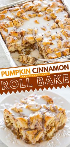 Pumpkin Cinnamon Roll Bake, fall food, pumpkin recipes, sweet breakfast ideas, brunch Cinnamon Roll Casserole, Cinnamon Roll Bake, Thanksgiving Breakfast, Fall Baking Recipes, Pumpkin Recipe, Pumpkin Recipes Dessert, Fall Breakfast, Fall Dessert Recipes