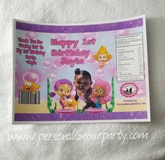 a birthday card with the name happy 1st birthday boya and two cartoon characters on it