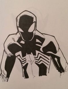 a black and white drawing of a spider - man with his hands on his hips