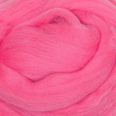 a pink wool roving is shown in close up