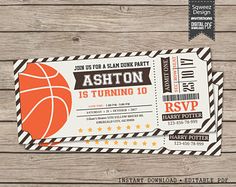 basketball ticket birthday party printable