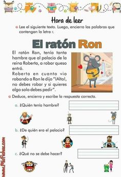 the spanish version of el raton ron is shown in this graphic style, with pictures of people and animals